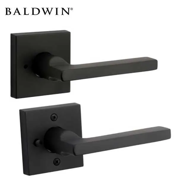 Baldwin Reserve - PV.SQU.CSR - Contemporary Square Lever Set - Square Rose - 190 - Satin Black - Privacy - Grade 2 - RH