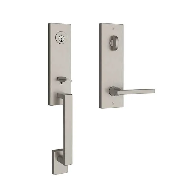 Baldwin Reserve - Seattle Contemporary Lever Handleset - Singl Cyl - Contemporary Square Rose - 150 - Satin Nickel - Grade 2 - LH