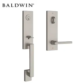 Baldwin Reserve - Seattle Contemporary Lever Handleset - Singl Cyl - Contemporary Square Rose - 150 - Satin Nickel - Grade 2 - LH