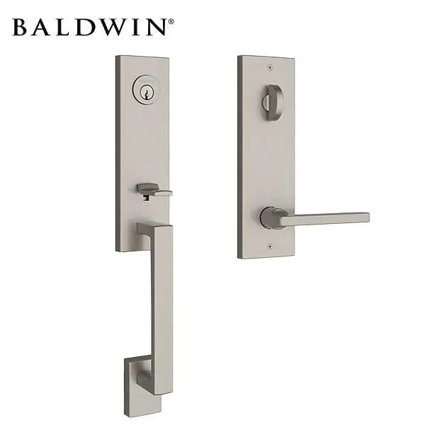 Baldwin Reserve - Seattle Contemporary Lever Handleset - Singl Cyl - Contemporary Square Rose - 150 - Satin Nickel - Grade 2 - LH
