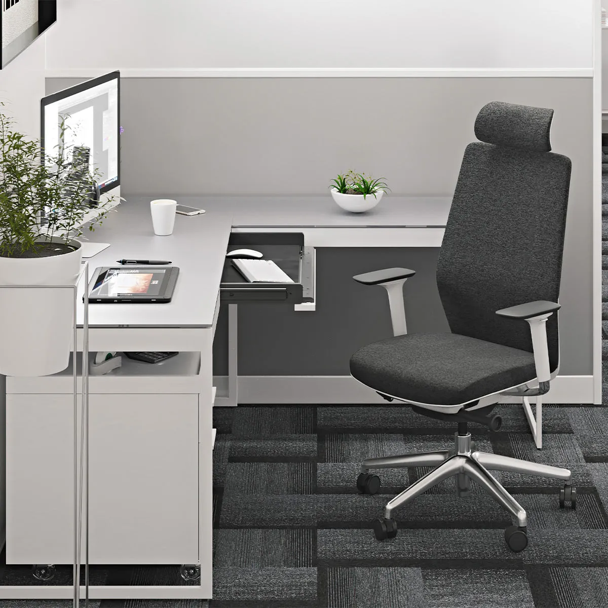 BDI Coda 3522 Ergonomic Task Chair with High-Performance Mesh Fabric (Oyster & Grey)