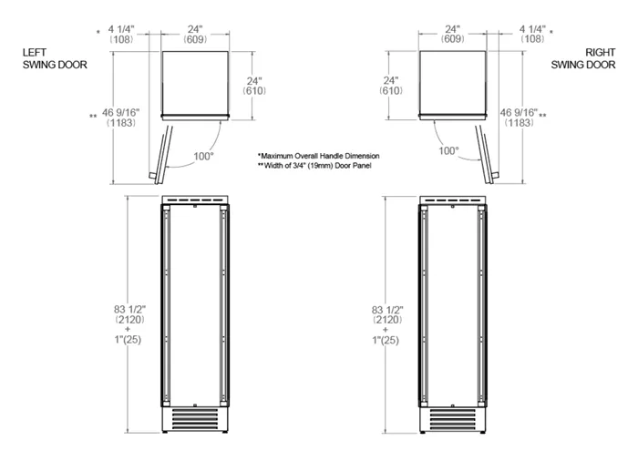 Bertazzoni 24 inch Left Door Built-in Refrigerator REF24RCPRL/23