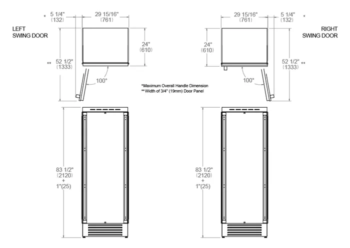 Bertazzoni 30 inch Right Door Panel Ready Built-in Freezer REF30FCIPRR/23