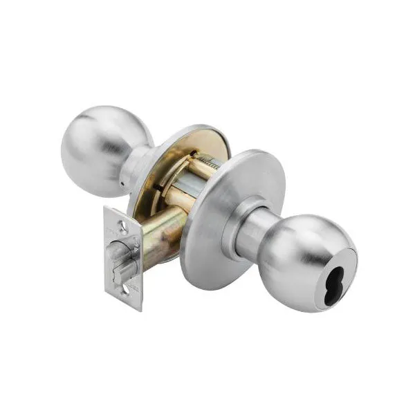BEST - 8K37AB4CSTK626 - Cylindrical Lock - Entrance - 2-3/4" Backset - Knob - C-Rose - SFIC Less Core - Fire Rated - Satin Chrome - Grade 1