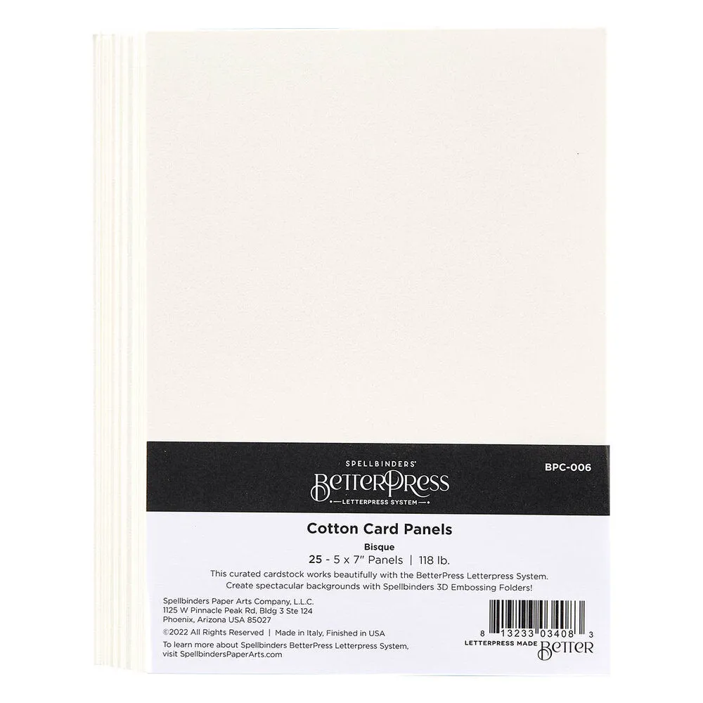 Bisque A7 BetterPress Cotton Card Panels {25pk}