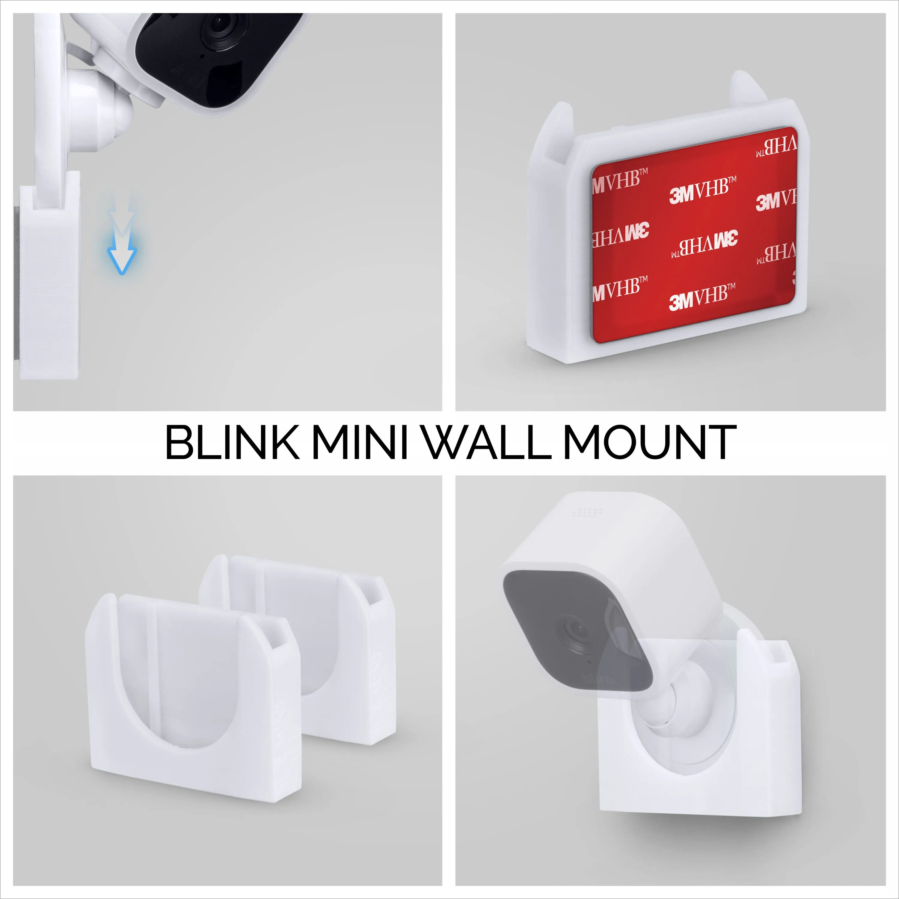 Blink Mini Camera Adhesive Wall Mount Holder - Easy to Install - 2 Pack (02)