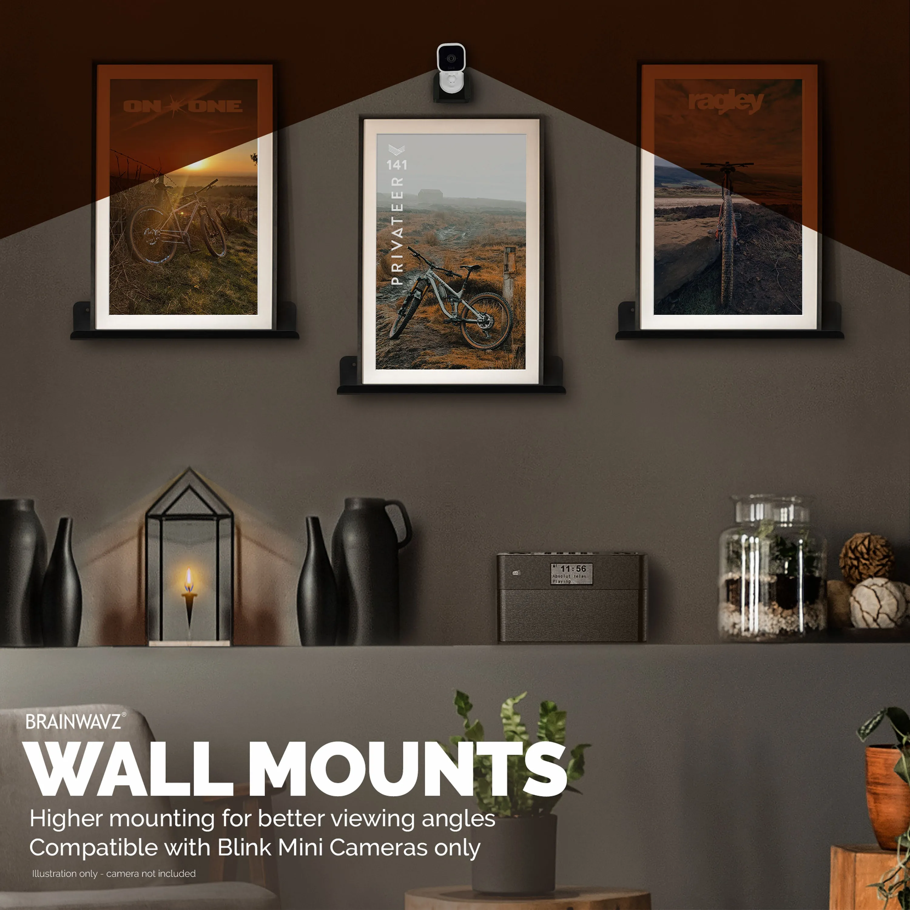 Blink Mini Camera Adhesive Wall Mount Holder - Easy to Install - 2 Pack (02)