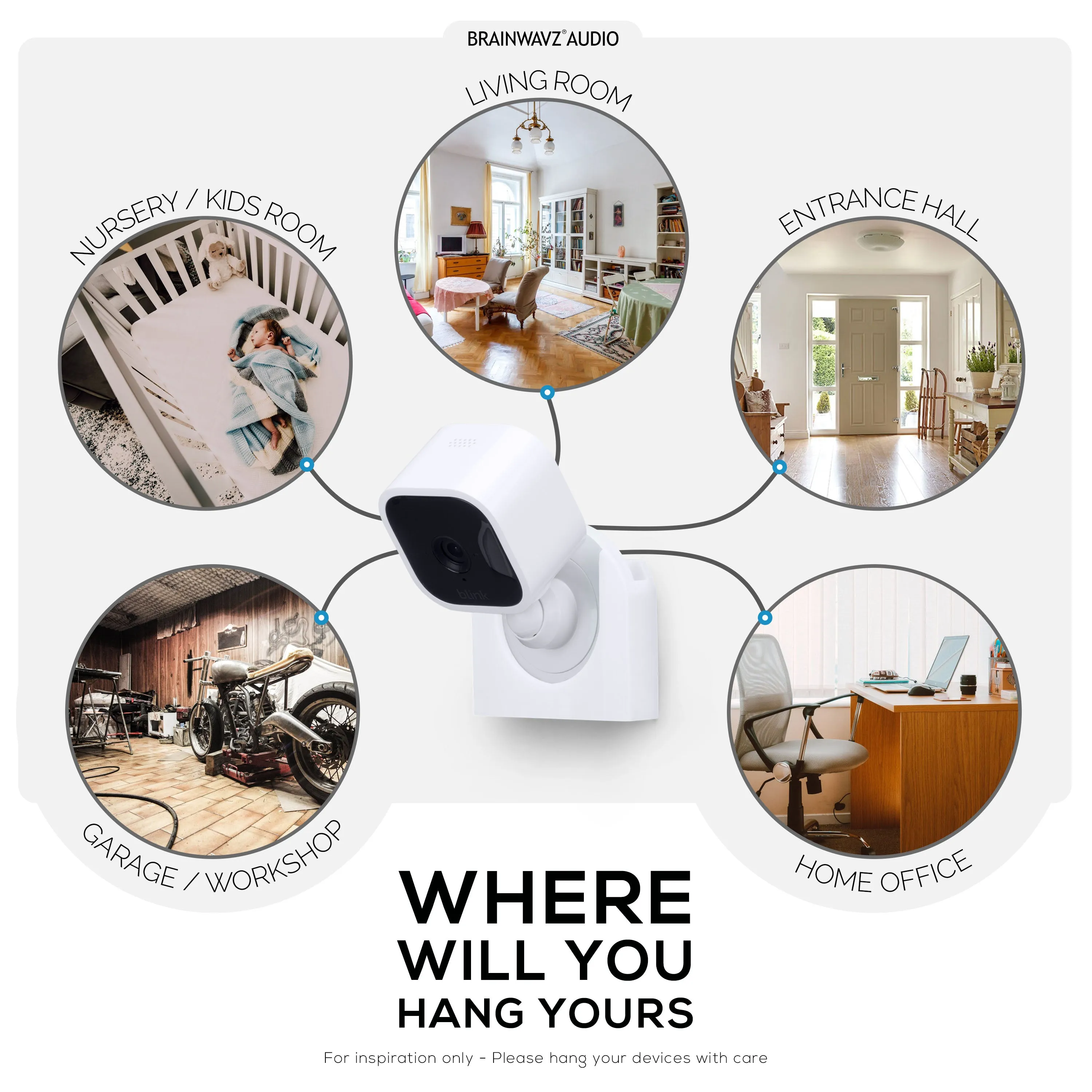 Blink Mini Camera Adhesive Wall Mount Holder - Easy to Install - 2 Pack (02)