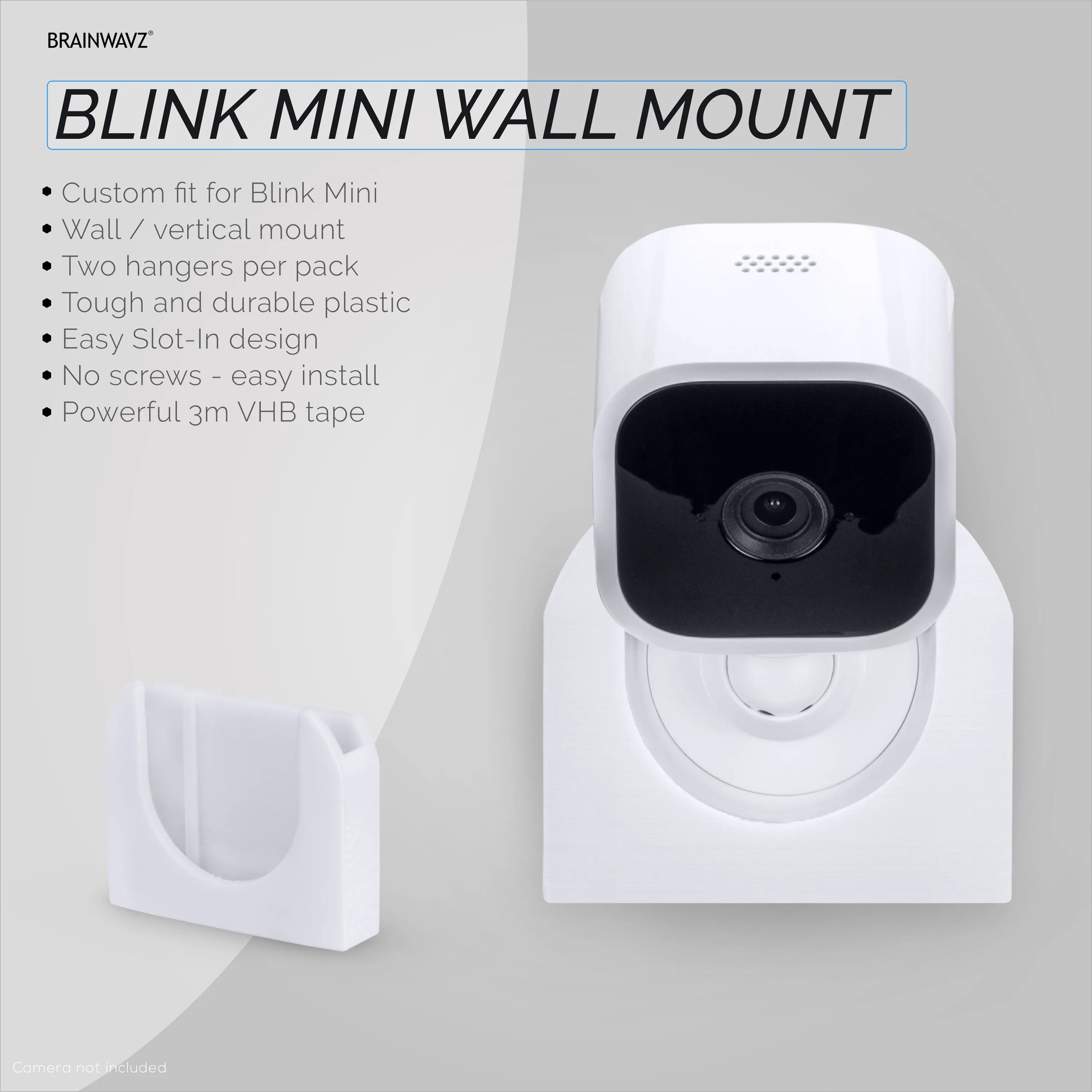 Blink Mini Camera Adhesive Wall Mount Holder - Easy to Install - 2 Pack (02)