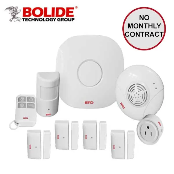 Bolide - Wireless Alarm Security Kit - 9 Pieces - Motion Sensors / Smart Plug / Central Hub - Self monitored security system -  App Controlled - White