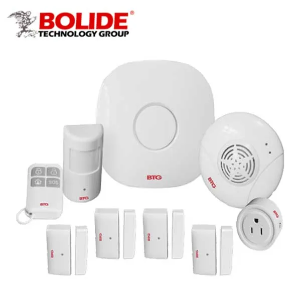 Bolide - Wireless Alarm Security Kit - 9 Pieces - Motion Sensors / Smart Plug / Central Hub - Self monitored security system -  App Controlled - White