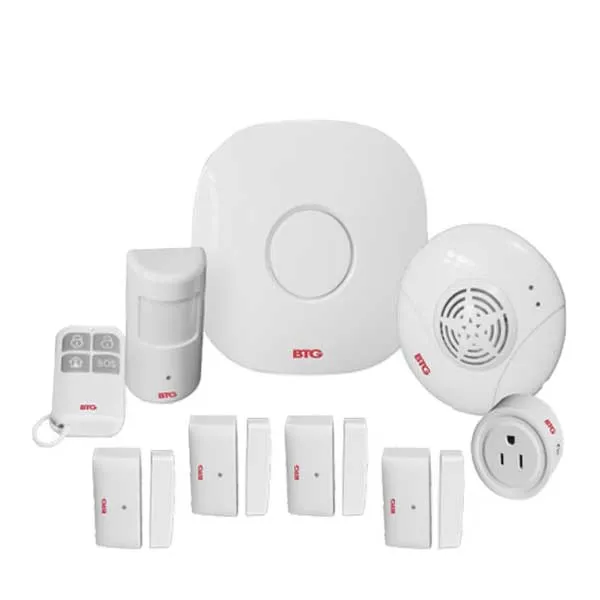 Bolide - Wireless Alarm Security Kit - 9 Pieces - Motion Sensors / Smart Plug / Central Hub - Self monitored security system -  App Controlled - White