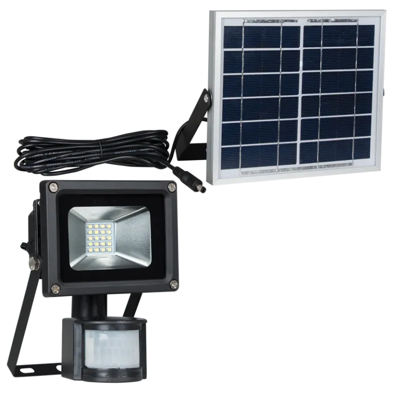 Bright Star Lighting FL076 BLACK Solar LED Die Cast Aluminum Flood Light with Tempered Glass Lens and PIR Motion Sensor