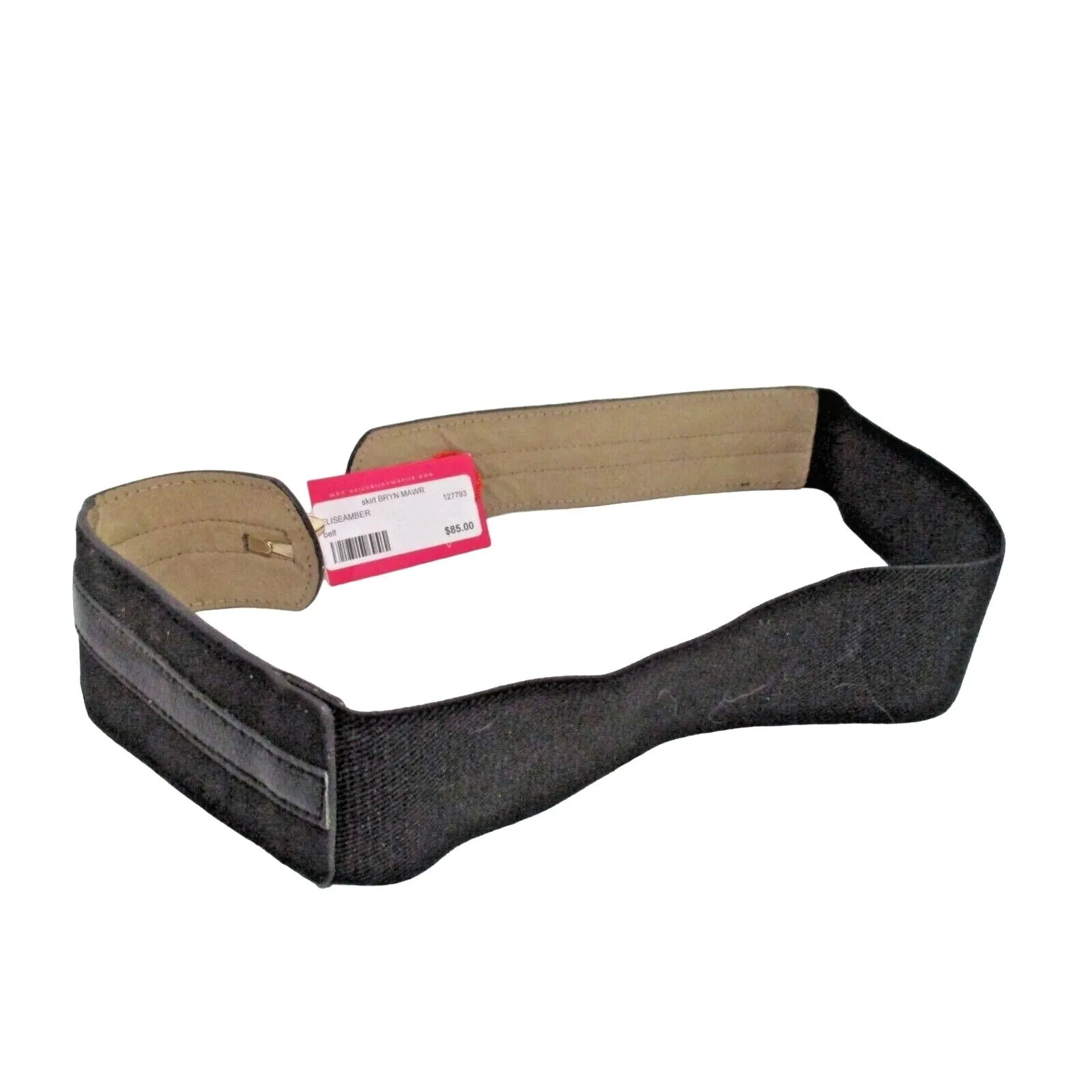 BYRN MAWR Black Stretch Suede/Leather Latch Belt