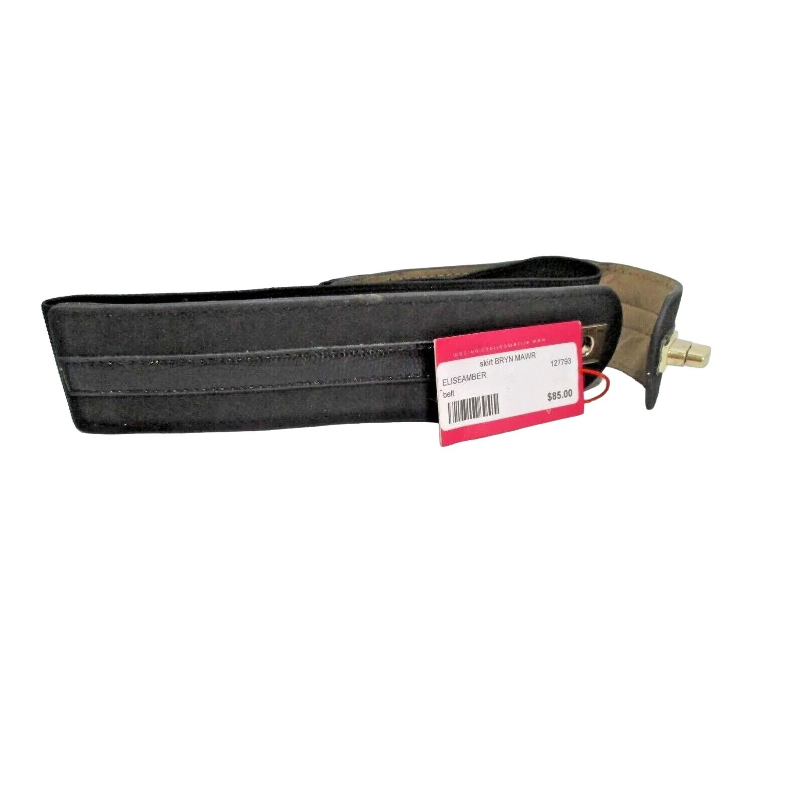 BYRN MAWR Black Stretch Suede/Leather Latch Belt