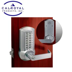 Cal-Royal - CRCODE202 - Mechanical Stand Alone Push Button Lever Lock - Storeroom - Exit Trim - Satin Chrome - Grade 2