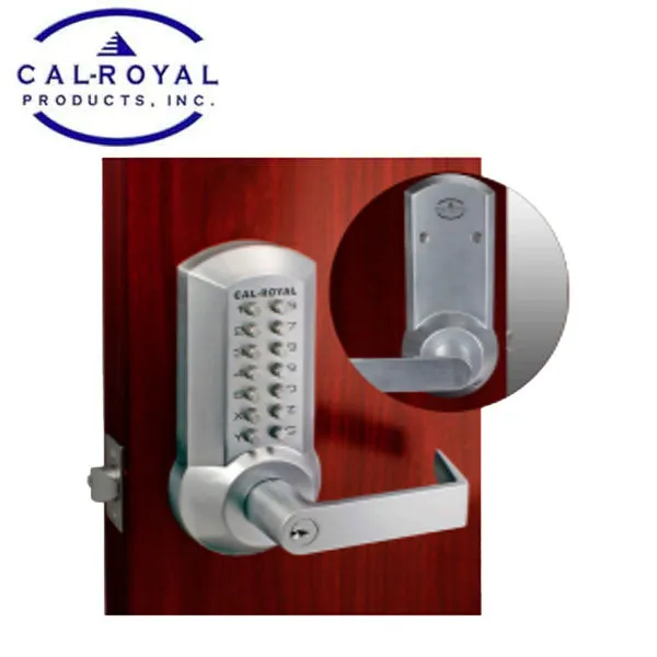 Cal-Royal - CRCODE202 - Mechanical Stand Alone Push Button Lever Lock - Storeroom - Exit Trim - Satin Chrome - Grade 2