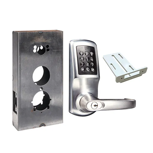 CodeLocks - CL5510 Gate Box Kit - Electronic Smart Lock - Medium Duty - Tubular Latch Bolt Gate Box Kit - Passage Mode - MIFARE - Bluetooth - Brushed Steel - Grade 2