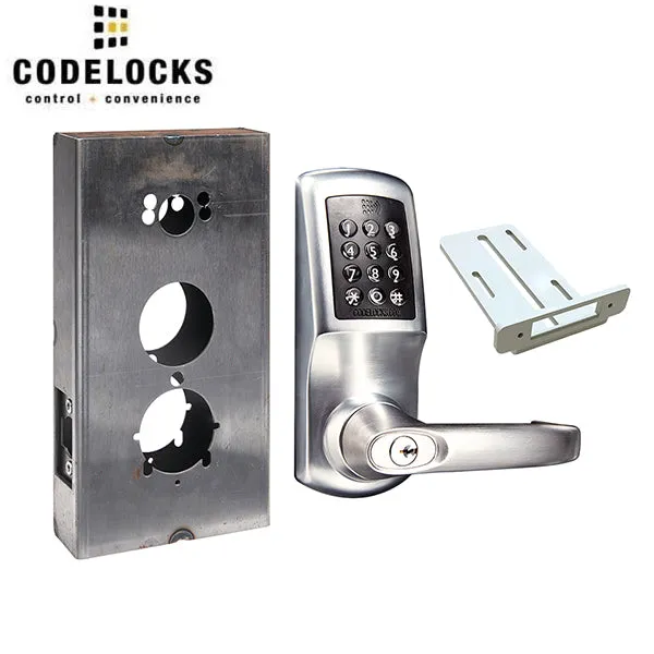 CodeLocks - CL5510 Gate Box Kit - Electronic Smart Lock - Medium Duty - Tubular Latch Bolt Gate Box Kit - Passage Mode - MIFARE - Bluetooth - Brushed Steel - Grade 2
