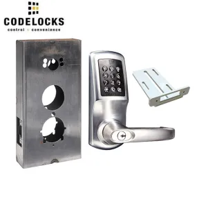 CodeLocks - CL5510 Gate Box Kit - Electronic Smart Lock - Medium Duty - Tubular Latch Bolt Gate Box Kit - Passage Mode - MIFARE - Bluetooth - Brushed Steel - Grade 2