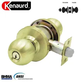 Commercial Door Knob Set - 2-3/4” Standard Backset - Polished Brass - Classroom - Grade 2