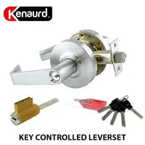 Commercial Lever Set Handle - Grade 2 & Key Controlled KIK Cylinder - 06 Keyway - Entrance / Storeroom - Silver (BUNDLE)