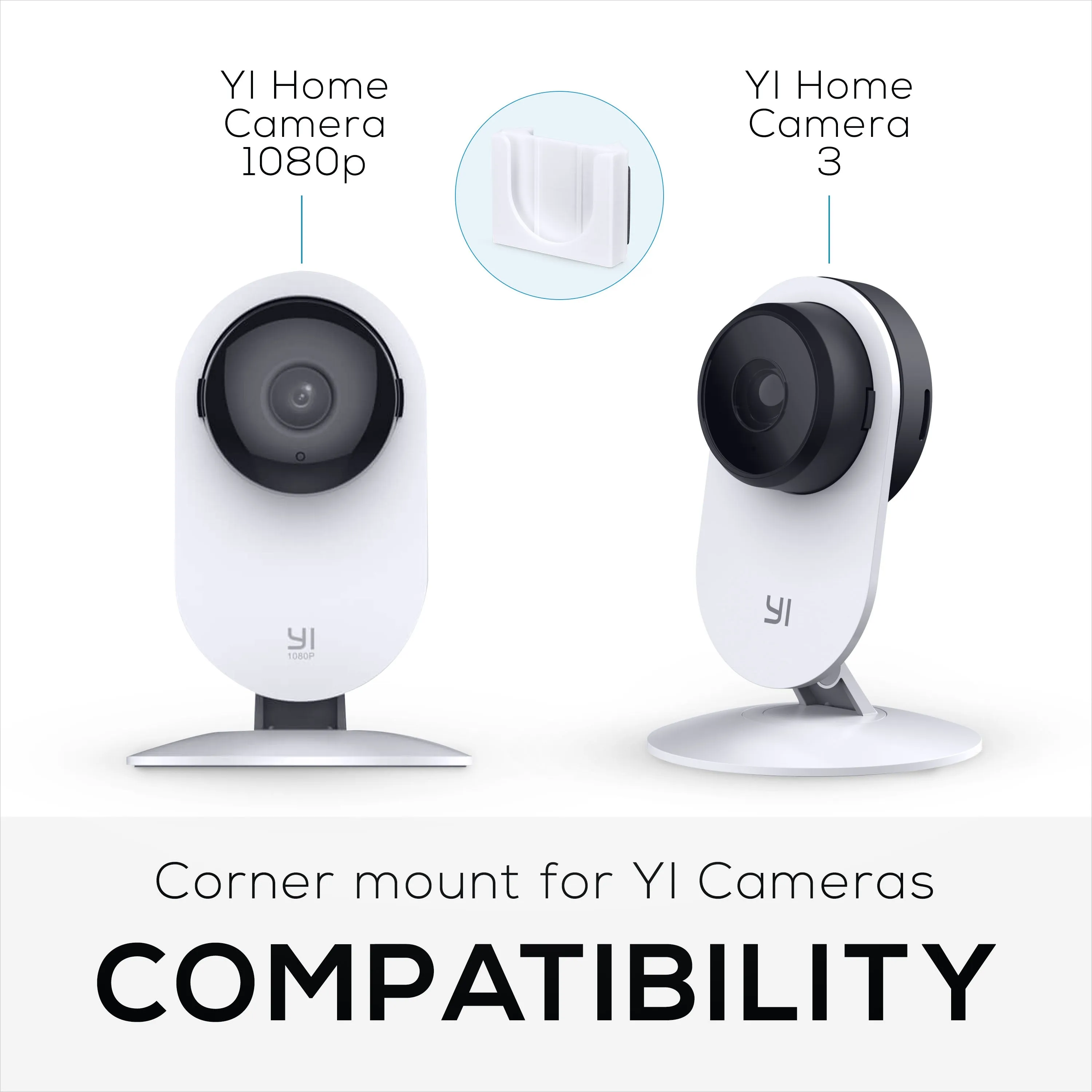 Strong Adhesive White Corner Wall Mount Bracket for YI Home Security Camera (3 Pack) - Hassle-Free, Screwless Installation with 3M VHB Tape
