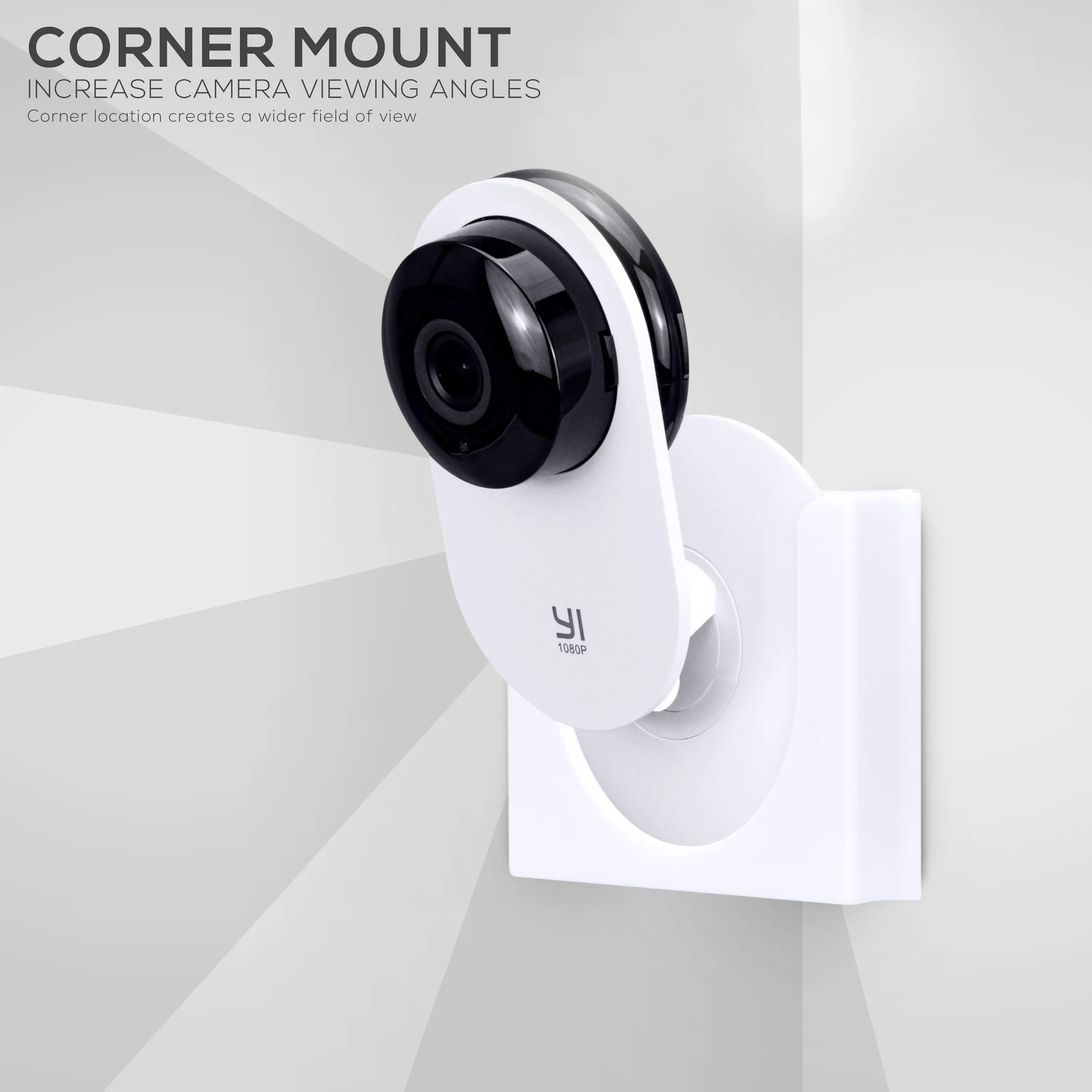 Strong Adhesive White Corner Wall Mount Bracket for YI Home Security Camera (3 Pack) - Hassle-Free, Screwless Installation with 3M VHB Tape