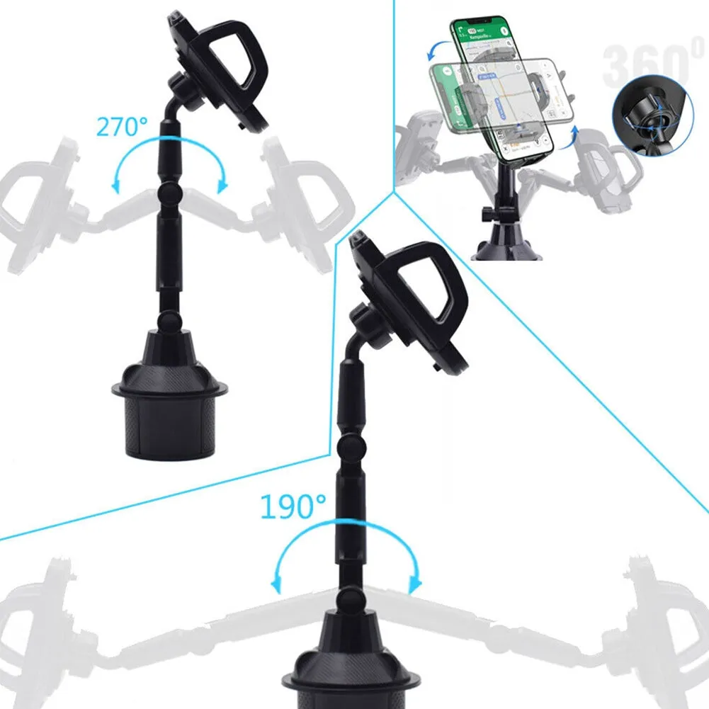 Cup Holder Phone Mount For Car Expandable Base Height Adjustable