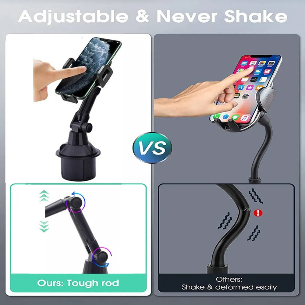 Cup Holder Phone Mount For Car Expandable Base Height Adjustable