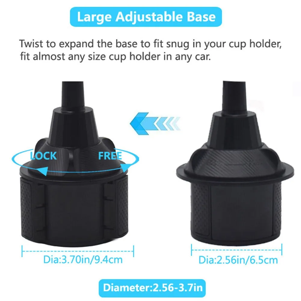 Cup Holder Phone Mount For Car Expandable Base Height Adjustable