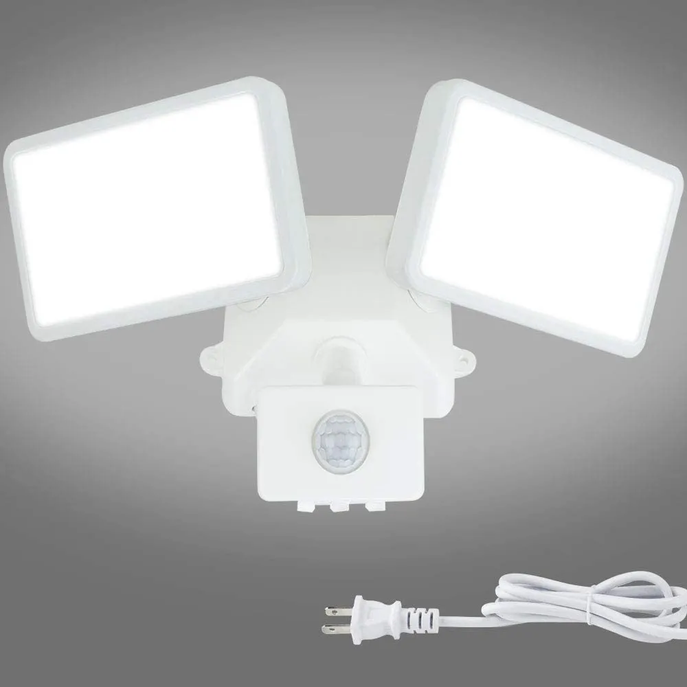 Depuley 20W LED PIR Security Light with Motion Sensor, Waterproof IP65, Daylight White, 1600LM, Outdoor Twin Security LED Flood Light, Porch Spotlights Ideal for Yard, Garage, Porch, Parking Lot