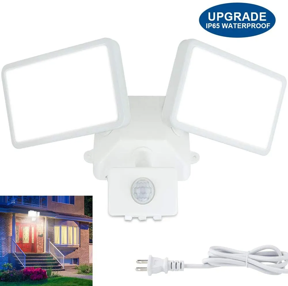 Depuley 20W LED PIR Security Light with Motion Sensor, Waterproof IP65, Daylight White, 1600LM, Outdoor Twin Security LED Flood Light, Porch Spotlights Ideal for Yard, Garage, Porch, Parking Lot