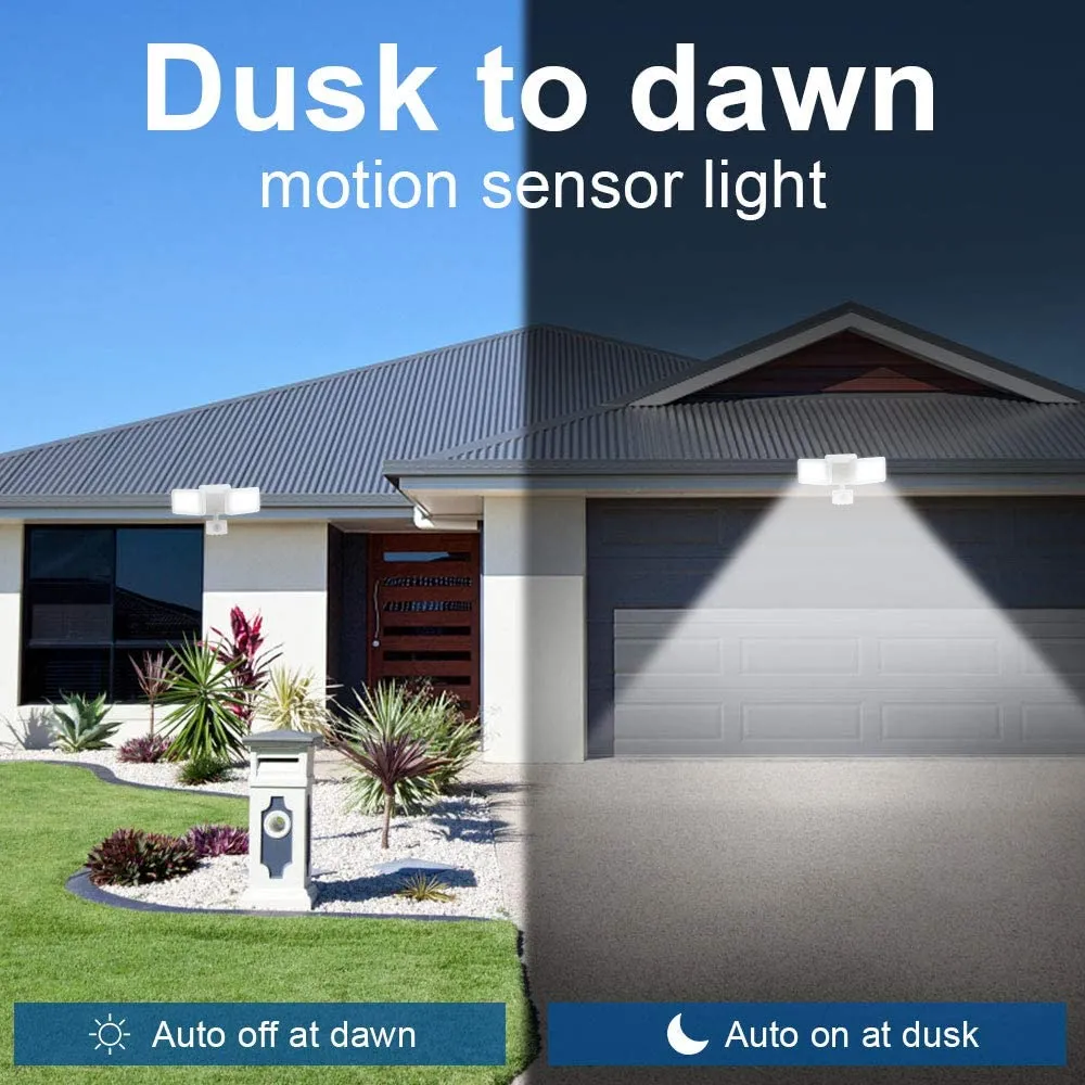Depuley 20W LED PIR Security Light with Motion Sensor, Waterproof IP65, Daylight White, 1600LM, Outdoor Twin Security LED Flood Light, Porch Spotlights Ideal for Yard, Garage, Porch, Parking Lot