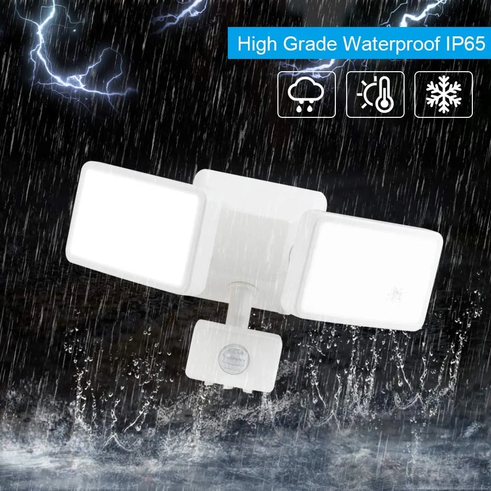 Depuley 20W LED PIR Security Light with Motion Sensor, Waterproof IP65, Daylight White, 1600LM, Outdoor Twin Security LED Flood Light, Porch Spotlights Ideal for Yard, Garage, Porch, Parking Lot