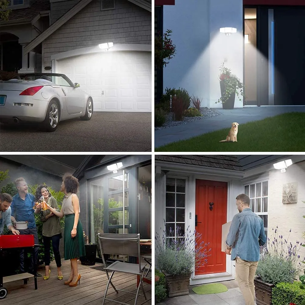 Depuley 35W Plug-In Motion Sensor Light Outdoor, Exterior LED Security Lights Fixture with 3 Adjustable Heads, Detector Flood Light for Garage Yard Porch Patio IP65 Waterproof, 6500K