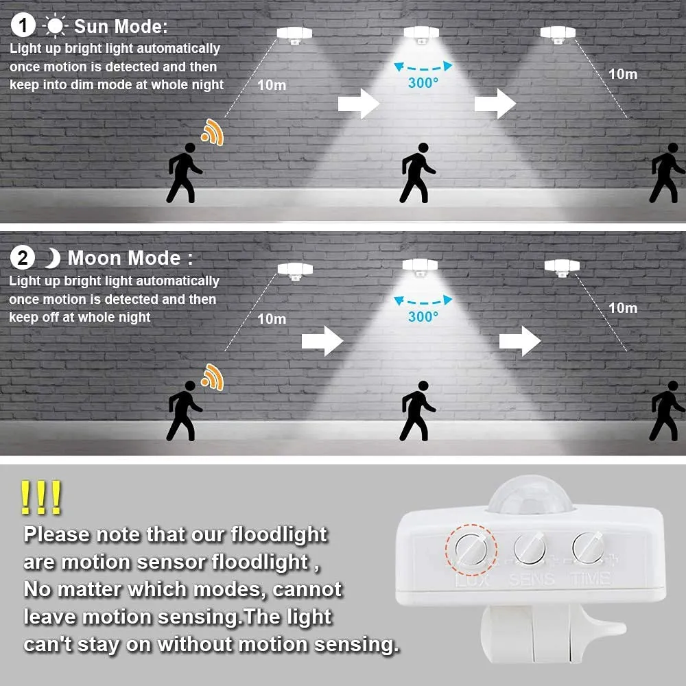 Depuley 35W Plug-In Motion Sensor Light Outdoor, Exterior LED Security Lights Fixture with 3 Adjustable Heads, Detector Flood Light for Garage Yard Porch Patio IP65 Waterproof, 6500K