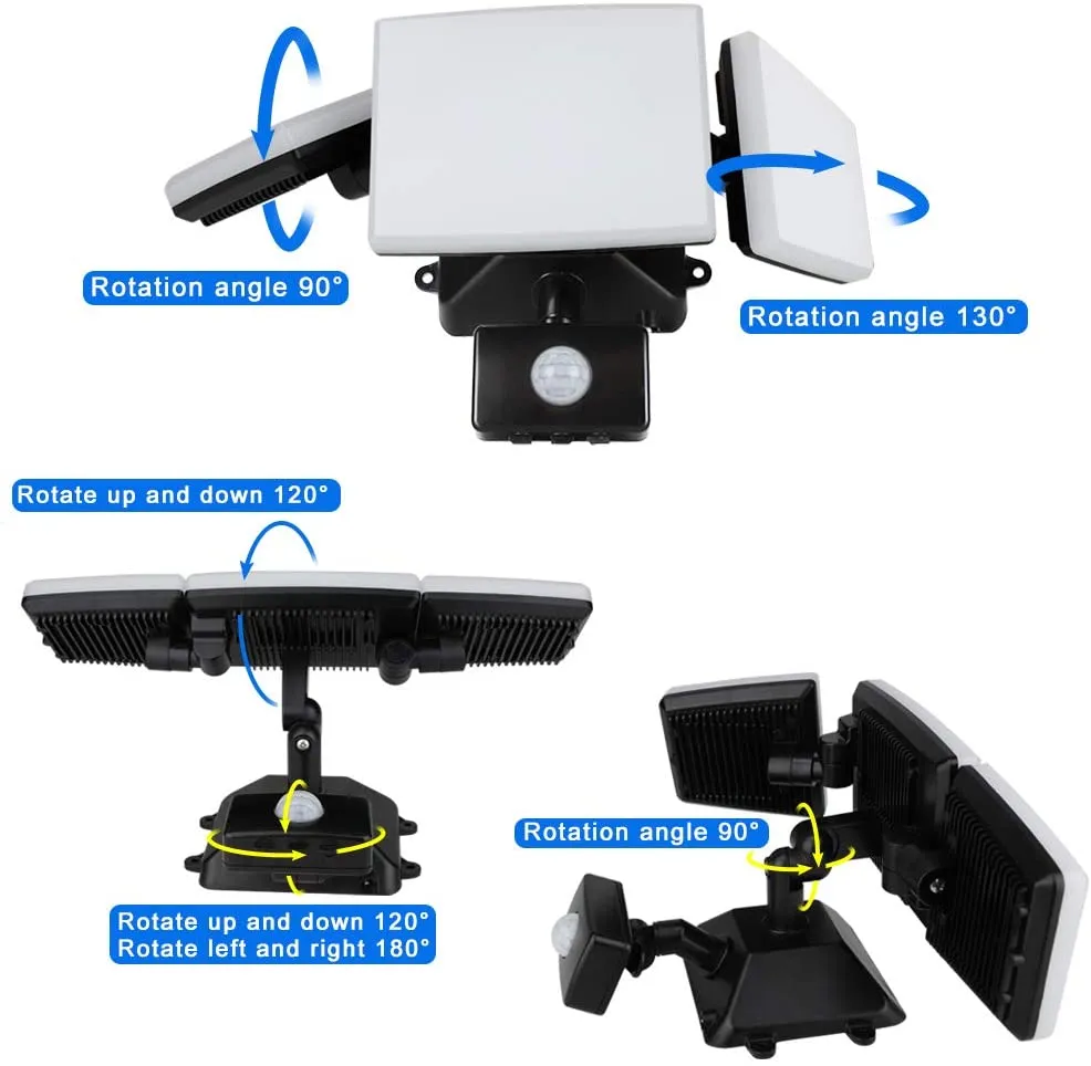 Depuley 35W Plug in Motion Sensor Light Outdoor, LED Motion Security Lights with 3 Adjustable Heads, IP65 Waterproof Exterior Detected Flood Light for Garage, Yard, Porch, Patio, 6500k