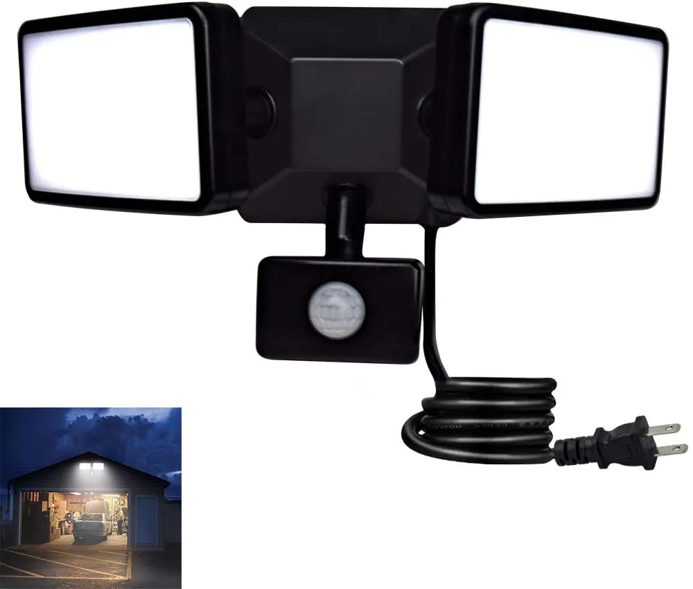 Depuley LED Motion Sensor Flood Light Outdoor-20W Pir Sensitive Security Lights Wall Fixture Lamps Waterproof Floodlight for Garage Yard Patio Pathway Porch Entryways-Daylight White with Plug-In