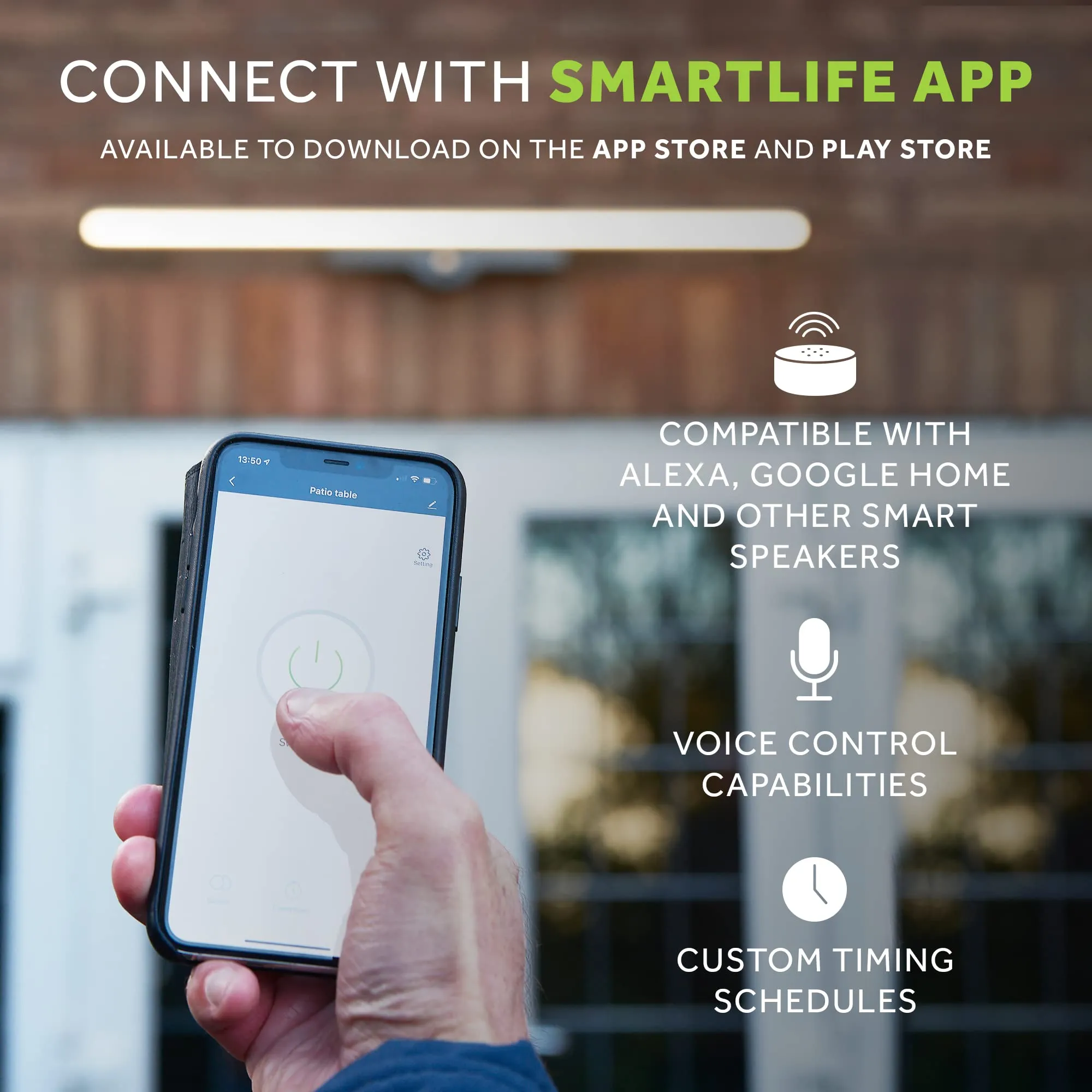 Elevate Your Outdoors with Smart WiFi Decking Lights: Mains Powered, Motion Sensor, 20W, IP65 Waterproof, UK-Made Patio Lights - Grey [Energy Class A ]