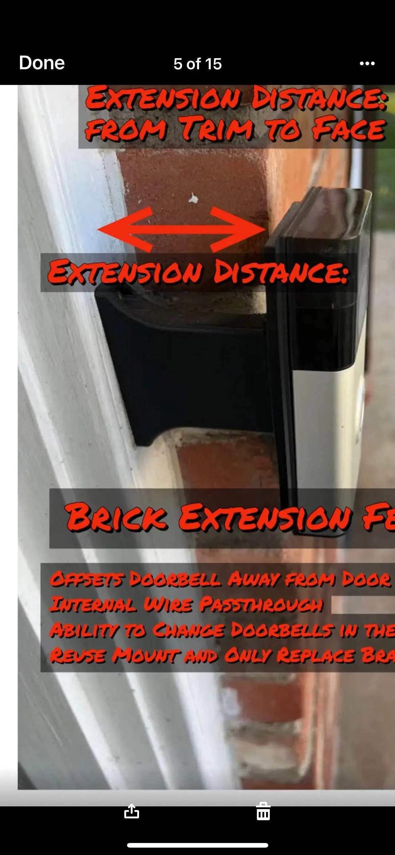 Eufy Doorbell Brick Extension - 9/16in Wide Base, Offset Over Brick