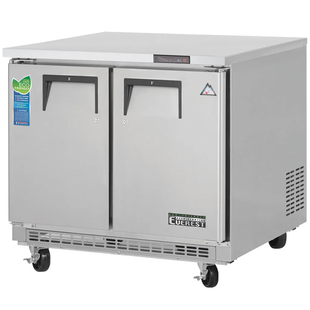 Everest ETBSF2, Two Solid Door 35.63" Undercounter / Worktop Freezer, 115v, 10 cu. ft.