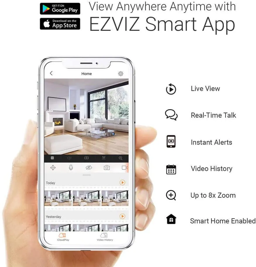 EZVIZ LC1C 1080P Outdoor WiFi Floodlight Security Camera | Motion-Activated Floodlight & Siren Alarm, Color Night Vision