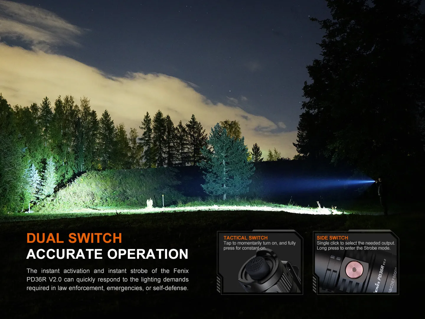 Fenix PD36R V2 Tactical LED Flashlight - White Camo Cerakote Finish