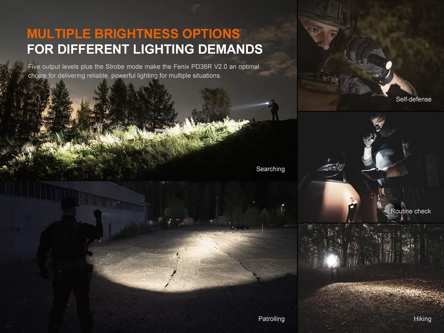 Fenix PD36R V2 Tactical LED Flashlight - White Camo Cerakote Finish