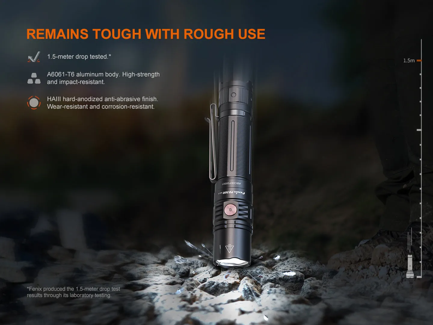 Fenix PD36R V2 Tactical LED Flashlight - White Camo Cerakote Finish
