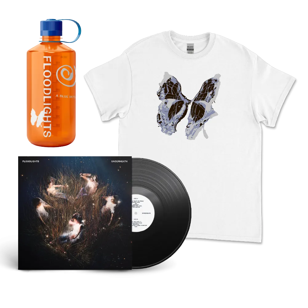 Floodlights / Underneath Vinyl, Nalgene & Butterfly Tee White Bundle ***PRE ORDER***
