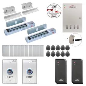 FPC-6132 Two Doors Access Control For In Swing Door Electric 300lbs Mag Lock Time Attendance TCP/IP Wiegand Controller Box, Black Indoor/Outdoor Card Reader   Software   20,000 Users Kit