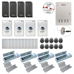 FPC-6208 Four Doors Access Control TCP/IP Wiegand For In Swing Door Electric 1200lbs Mag Lock Controller Box   Black Indoor/Outdoor Card Reader   Software Included   20,000 Users Kit