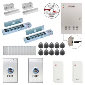 FPC-6478 Two Doors Access Control For In Swing Door Electric 300lbs MagLock Time Attendance TCP/IP Wiegand Controller Box   Indoor/Outdoor Card Reader   Software Included   20000 Users Kit